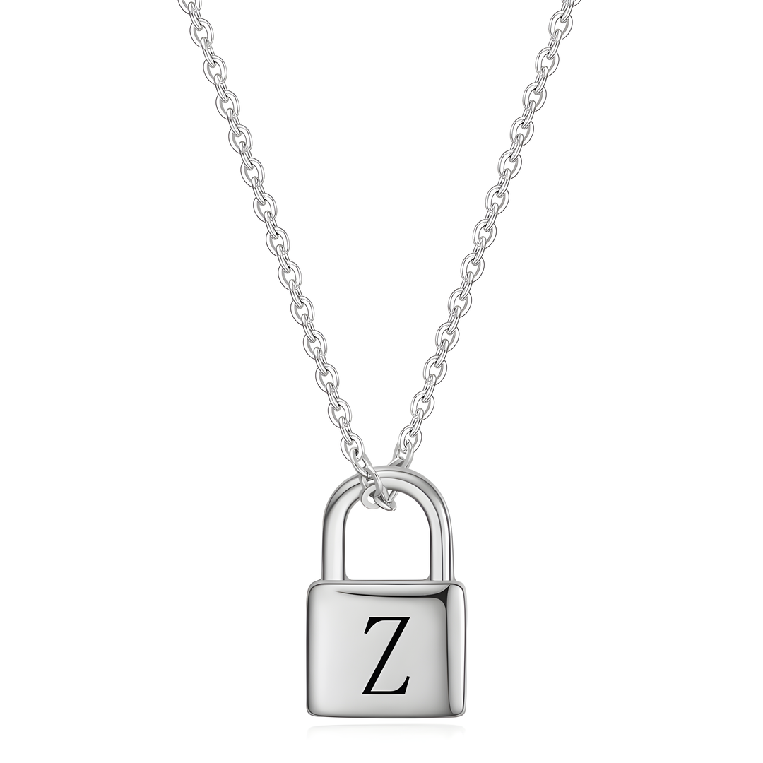 Necklace with lock and letter