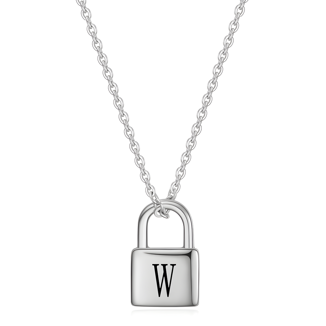Necklace with lock and letter