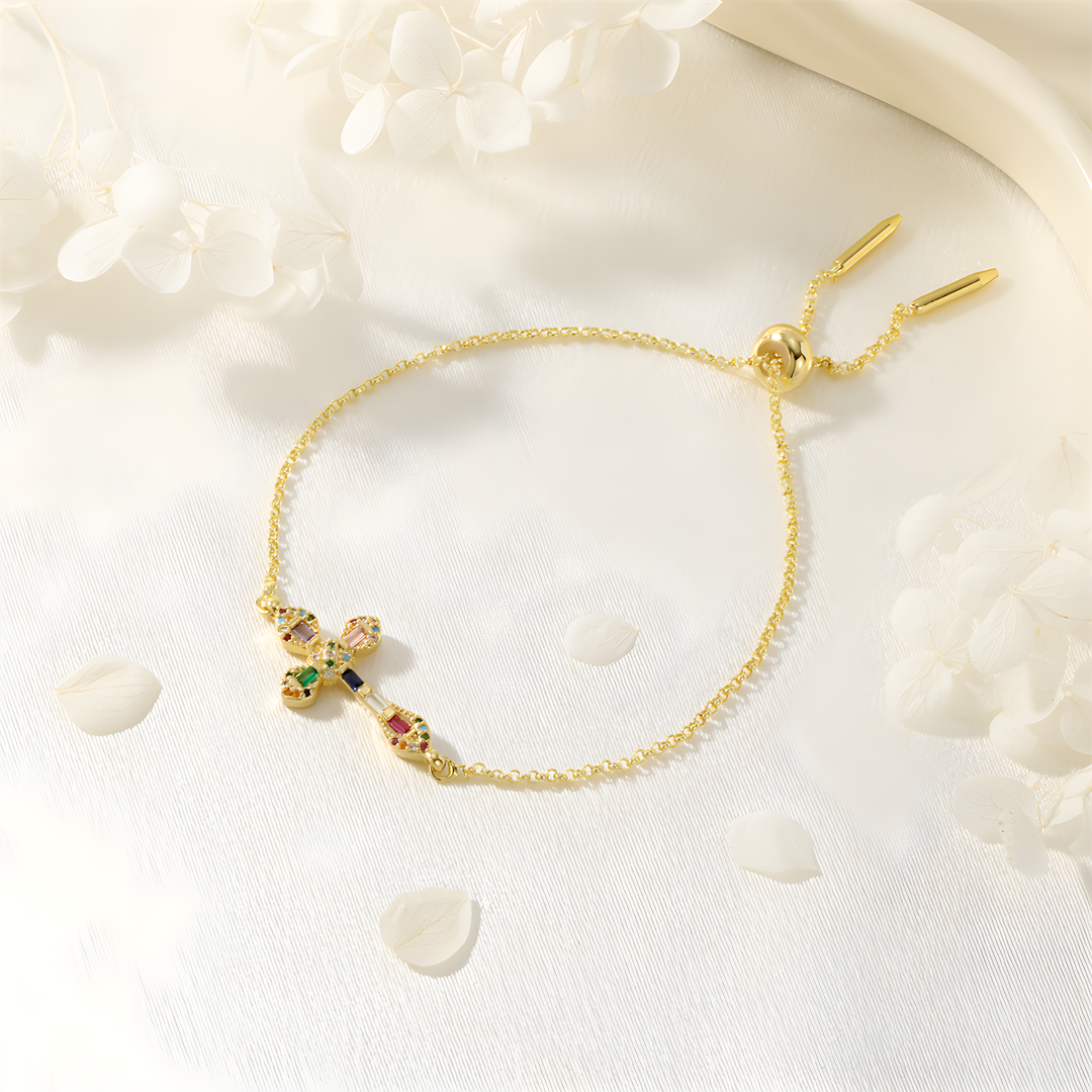 Kreuz-Armband mit bunten Zirkonia - Volura