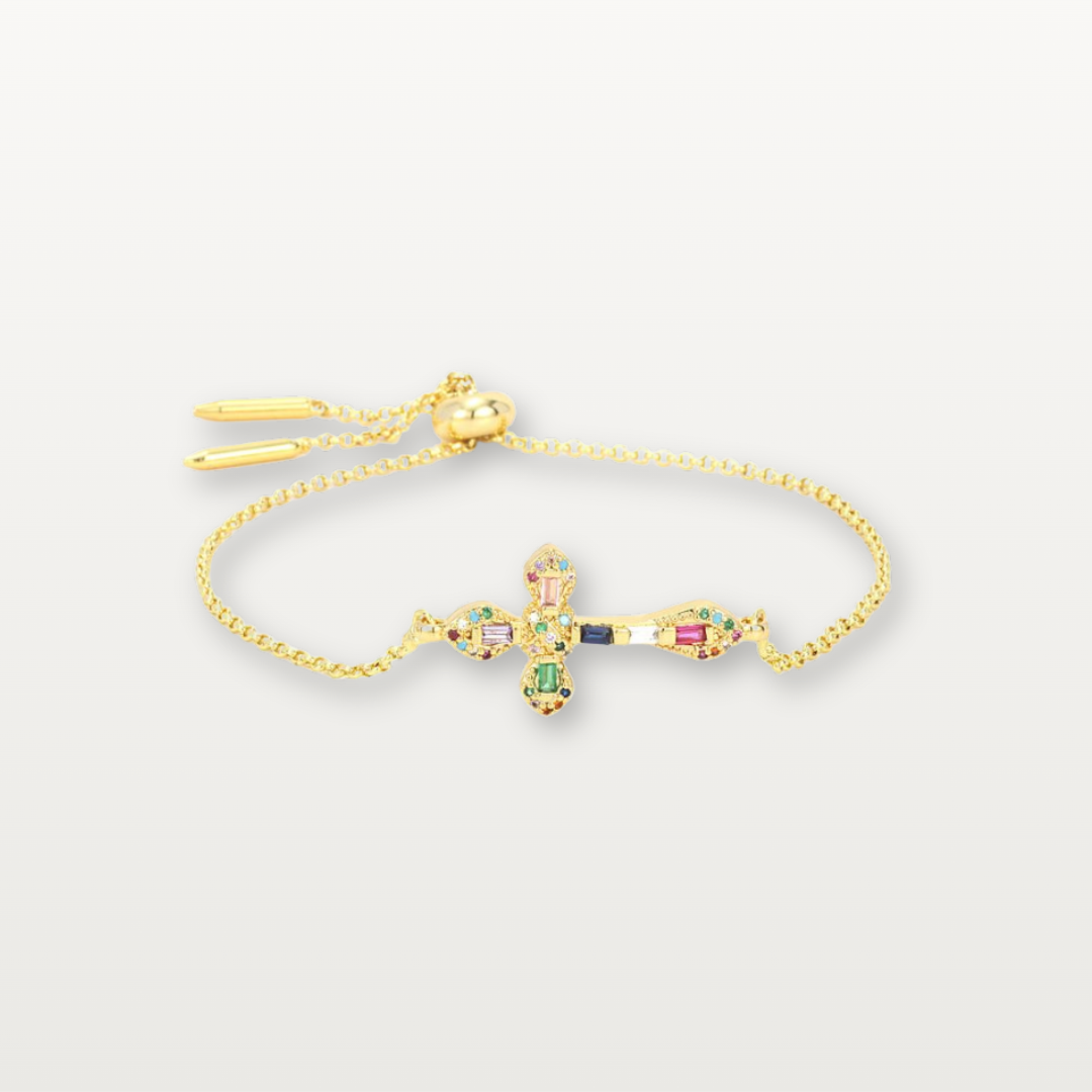 Kreuz-Armband mit bunten Zirkonia - Volura