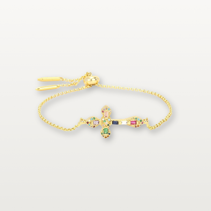 Kreuz-Armband mit bunten Zirkonia - Volura