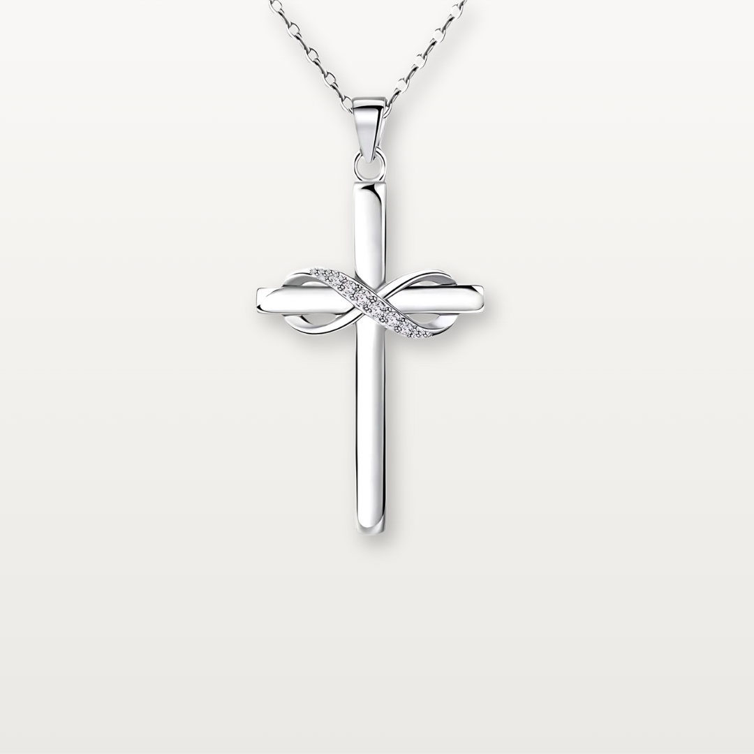 Kreuzkette mit Unendlichkeits-Symbol und Zirkonia - Volura