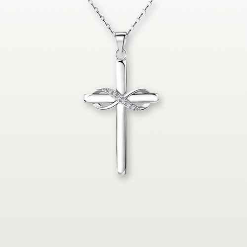Kreuzkette mit Unendlichkeits-Symbol und Zirkonia - Volura