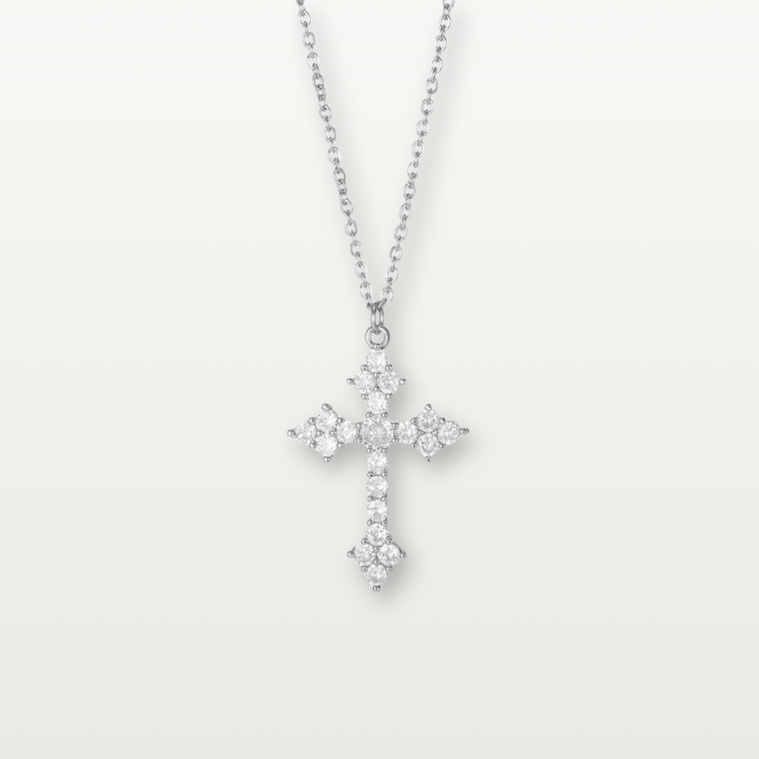 Halskette mit Zirkonia-Kreuzanhänger - Volura
