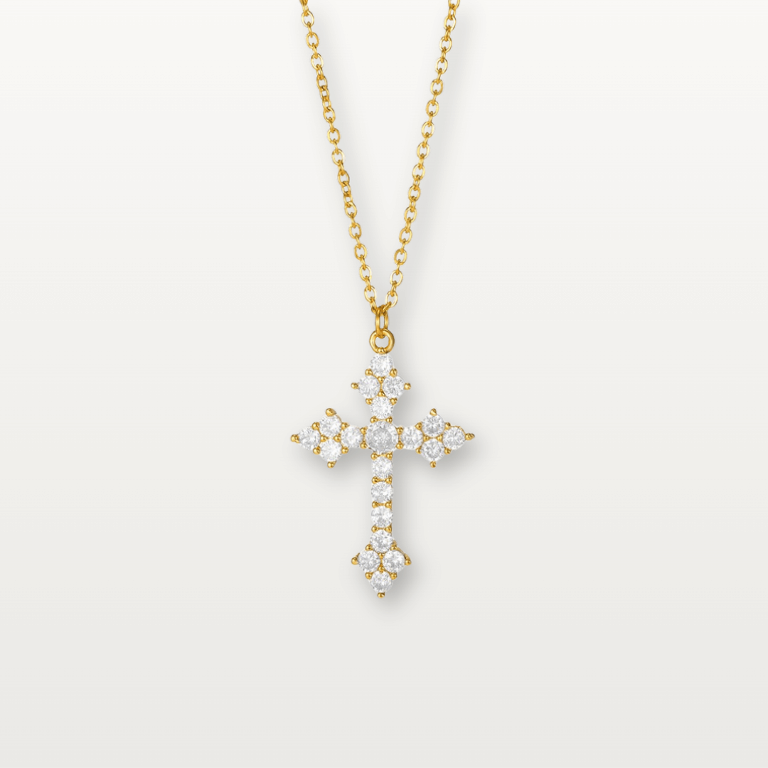 Halskette mit Zirkonia-Kreuzanhänger - Volura