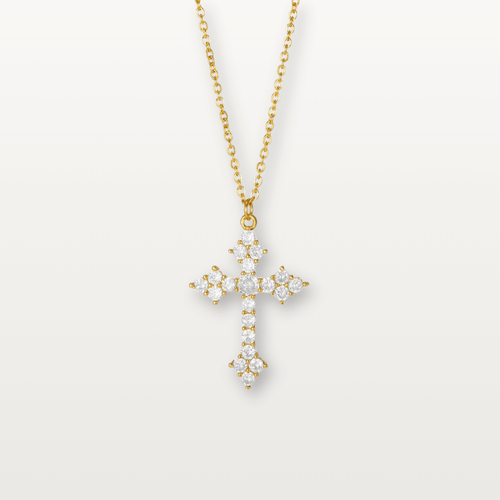 Halskette mit Zirkonia-Kreuzanhänger - Volura