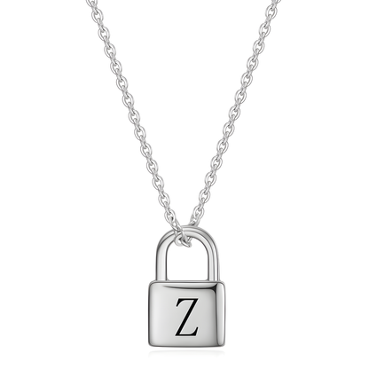 Necklace with lock and letter