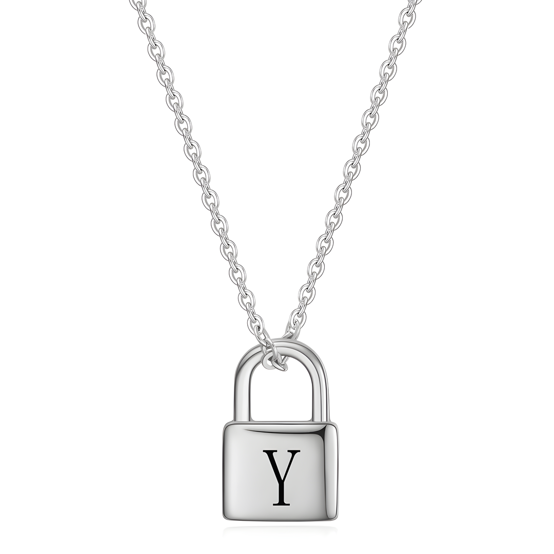 Necklace with lock and letter