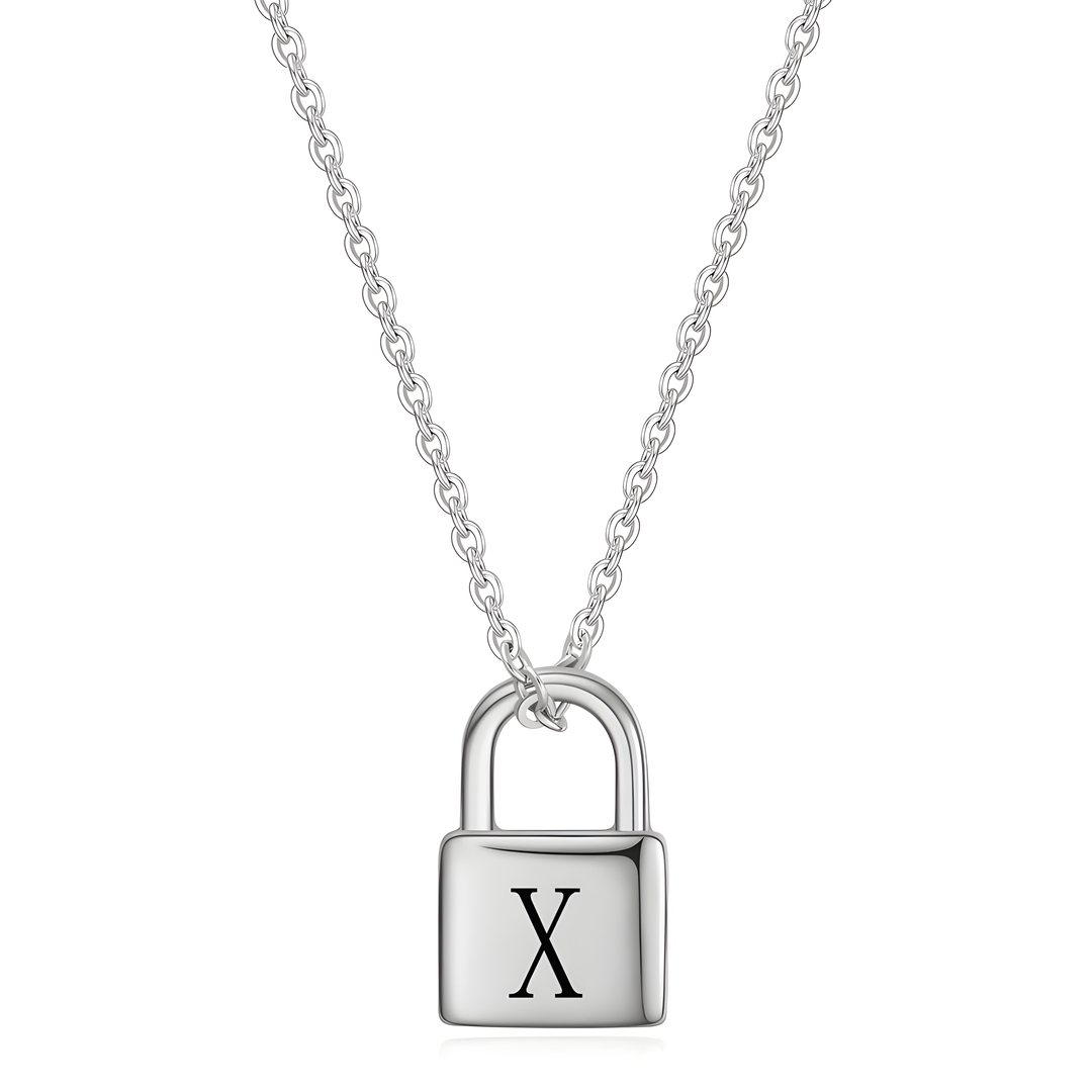 Necklace with lock and letter