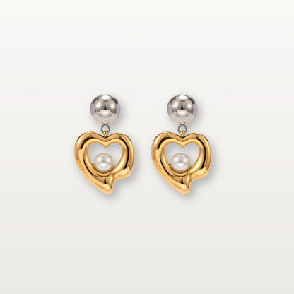 Herz-Ohrringe mit Perle - Volura