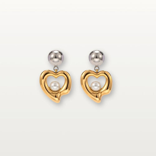 Herz-Ohrringe mit Perle - Volura