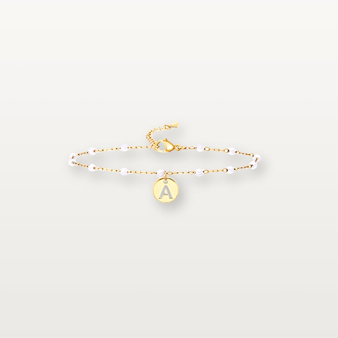 Initialen-Fußkette mit Süßwasserperlen - Volura