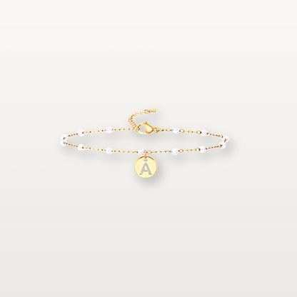 Initialen-Fußkette mit Süßwasserperlen - Volura